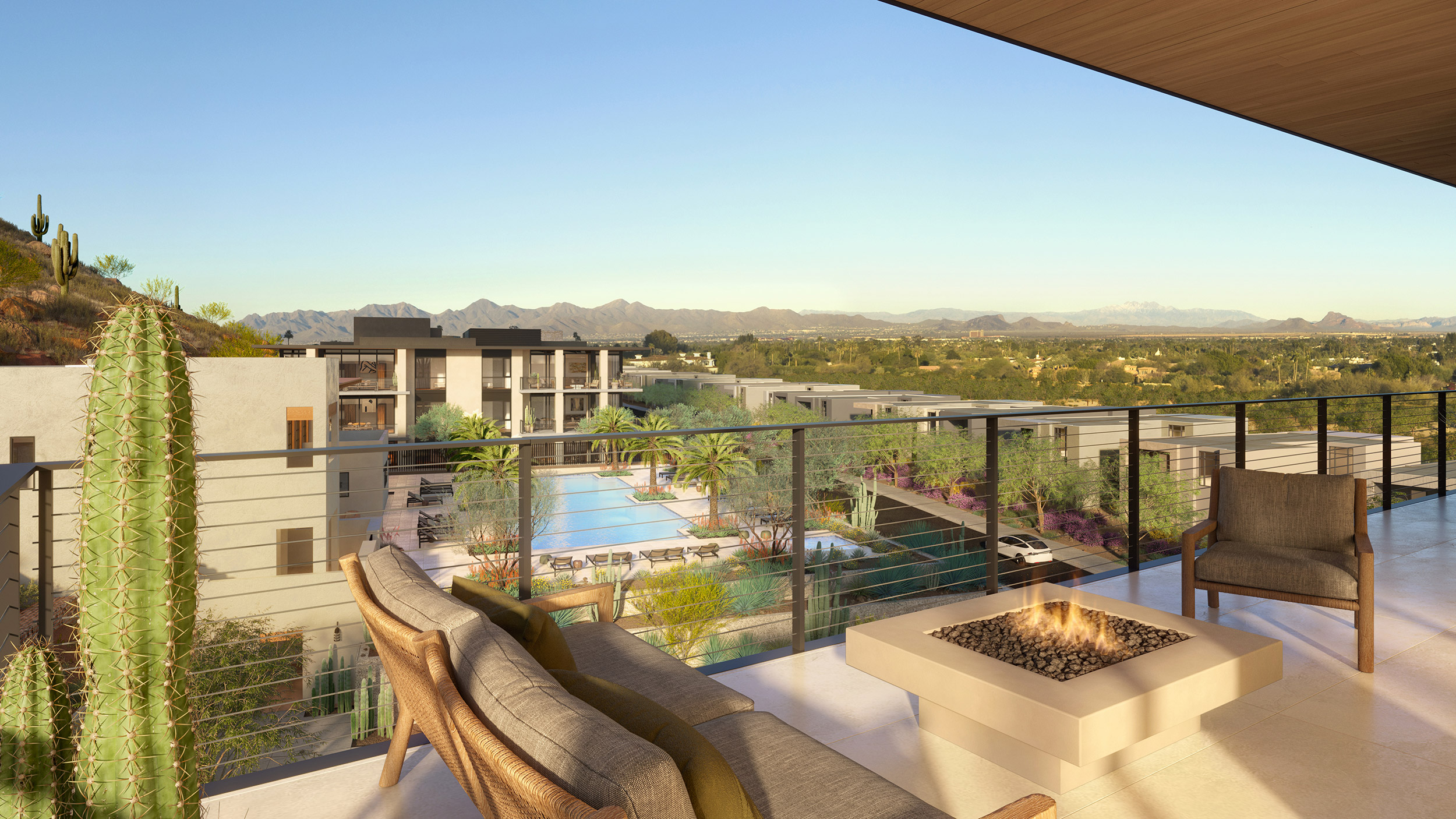 Experience sweeping views of the valley and landscaped cactus gardens.
