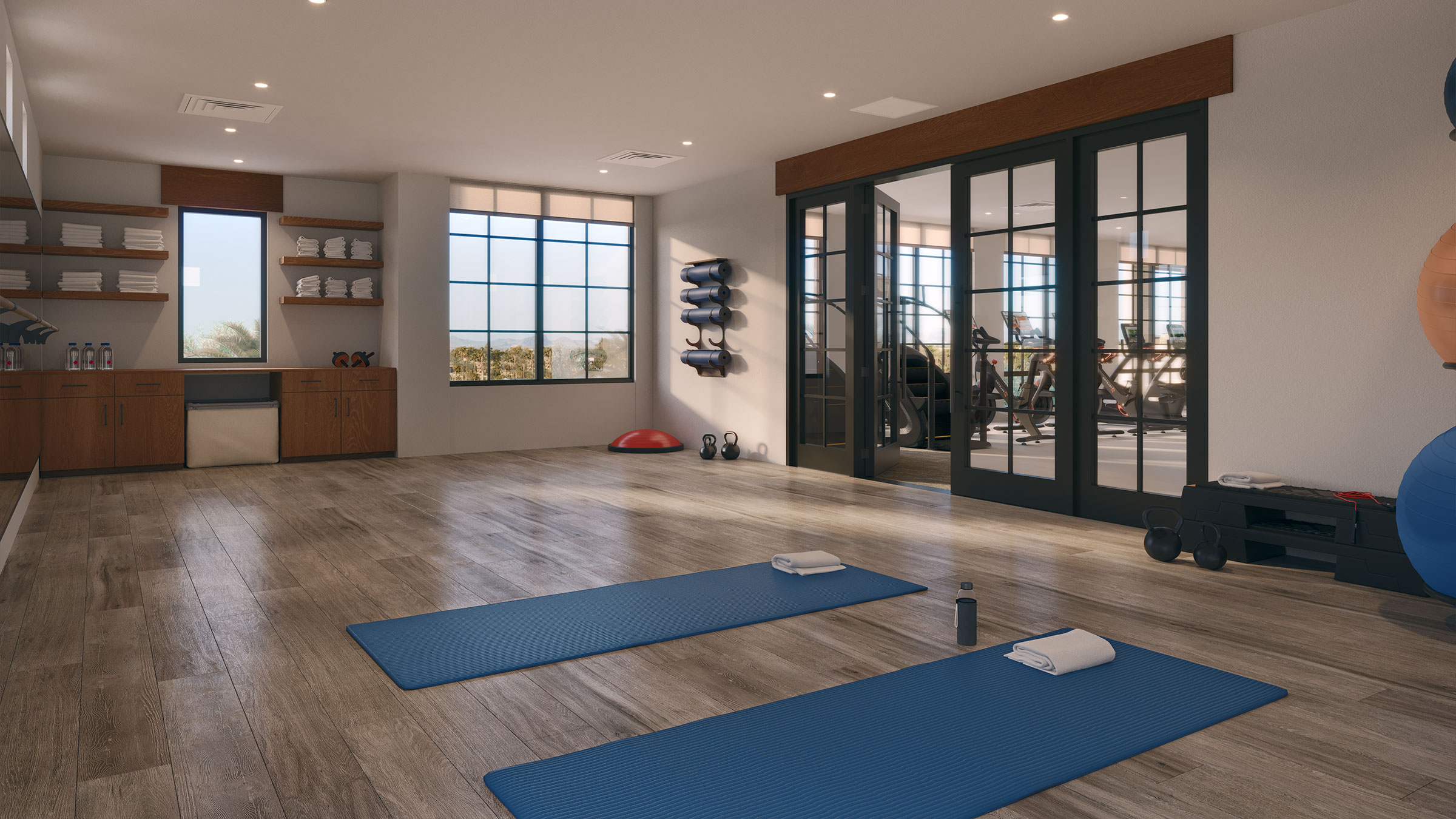 Enjoy yoga, meditation and other classes in the sunlit movement studio.